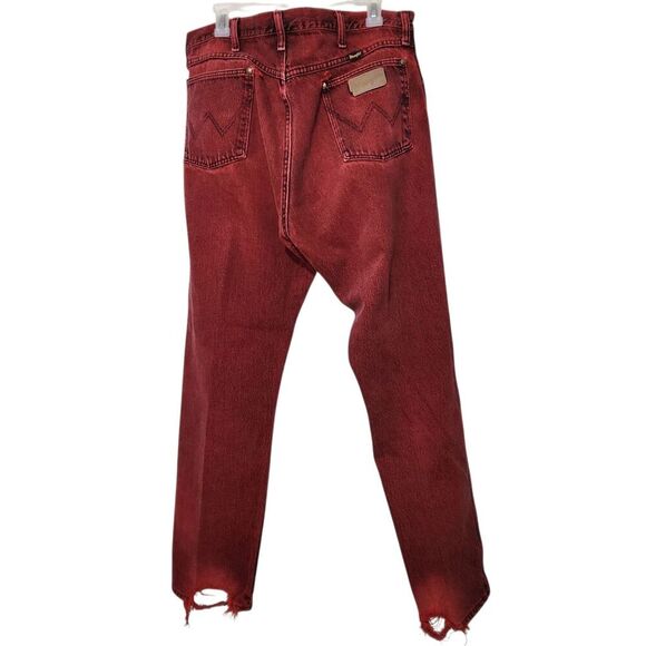 Wrangler Vintage Jeans For Men Size 36x30 Red Distressed Style - Picture 4 of 16